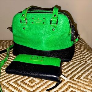Kate Spare black and green purse and wallet